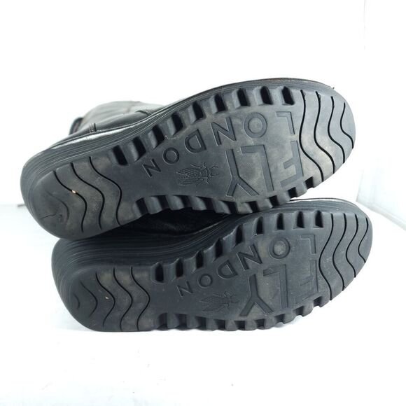 Fly London Womens Yust US9,5 EU40 Metallic Gray Leather Zip Wedge Riding Boots - Picture 10 of 16